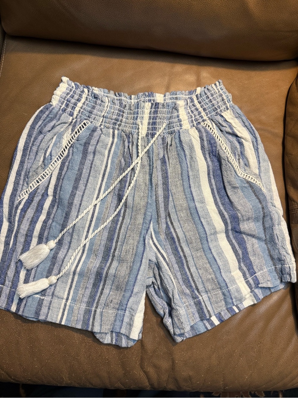 Briggs New York Blue and White Striped Drawstring Shorts
